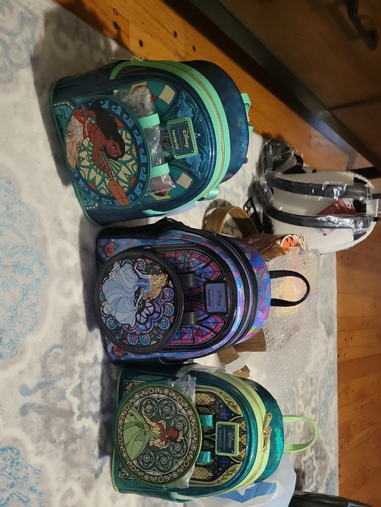 Disney Handbags - Disney Loungey Mini Backpacks — Moana, Sleeping Beauty, Tiana Stained-Glass Set